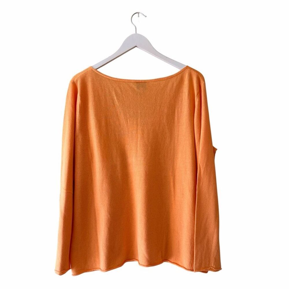 Eileen Fisher Orange Gild the Lily Cotton Lightweight Italian Yarn Long Sleeves - Picture 6 of 13